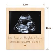 Wooden Ultrasonic Photo Display Frame, Pregnancy Announcement Commemorative Picture Frame, Baby Heartbeat Memorial Plaque, New Parents Surprise Gift, Wedding & Pregnancy Commemorative Decor - Multicolor - View 2