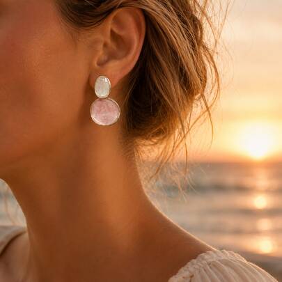 1 Pair Vintage Fashion Minimalist Elegant Exquisite Round Geometric Stud Earrings Pink Dangle Earrings Suitable For Women Daily Casual Outings Banquets Music Festivals Party Events Wear Holiday Gift