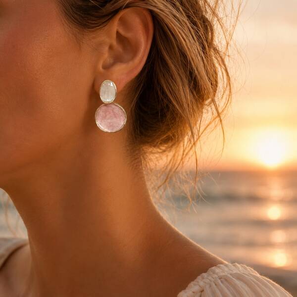 1 Pair Vintage Fashion Minimalist Elegant Exquisite Round Geometric Stud Earrings Pink Dangle Earrings Suitable For Women Daily Casual Outings Banquets Music Festivals Party Events Wear Holiday Gift