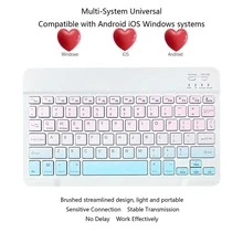 Ultra-Slim Rechargeable Bluetooth Keyboard Portable Compact Wireless Keyboard (150mAh) Compatible With Samsung Galaxy Tab Tablet Android Windows Smartphone Cell Phone IOS ,Christmas Gift / Xmas Gift / New Year 2026 - Light Blue Gradient - View 3