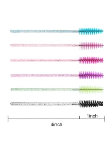 50/100pcs Eyelash Brushes, Suitable For Eyelash Extensions, Eyebrows And Makeup, Crystal Color, 7 Colors Available (Colorful) - Multicolor - View 9