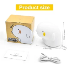 GLOOPRO 1 件迷人鸭形硅胶夜灯，点击控制 3 种亮度级别，USB 充电带定时器，卧室、书桌的柔和灯光，送给朋友和家人的圣诞节和生日礼物 - 魅力鴨矽膠夜燈 - 查看 12