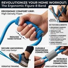Figure 8 Resistance Band, Elastic Fitness Tube With Soft Foam Handles, Resistance Exercise Band For Yoga, Pilates, Home Gym, Strength Training, Arm, Leg, Chest & Core Workout - Blue - View 1