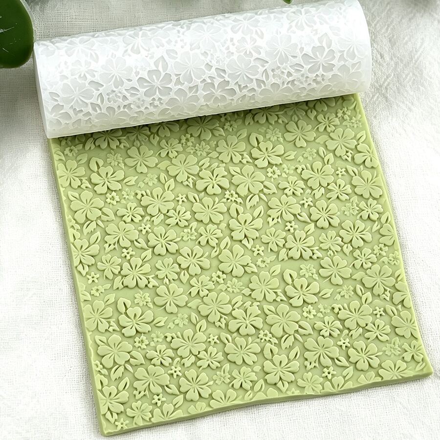 1 PC Flower Pattern Polymer Clay Texture Roller, Polymer Clay Earring Making Roller - Very Suitable For Making Polymer Clay Texture Sheets