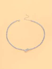 1pc Fashion Minimalist Geometric Multi-Layer Clasp Claw Chain Necklace Design Rhinestone Choker Elegant Accessory For Women - Silver - View 7