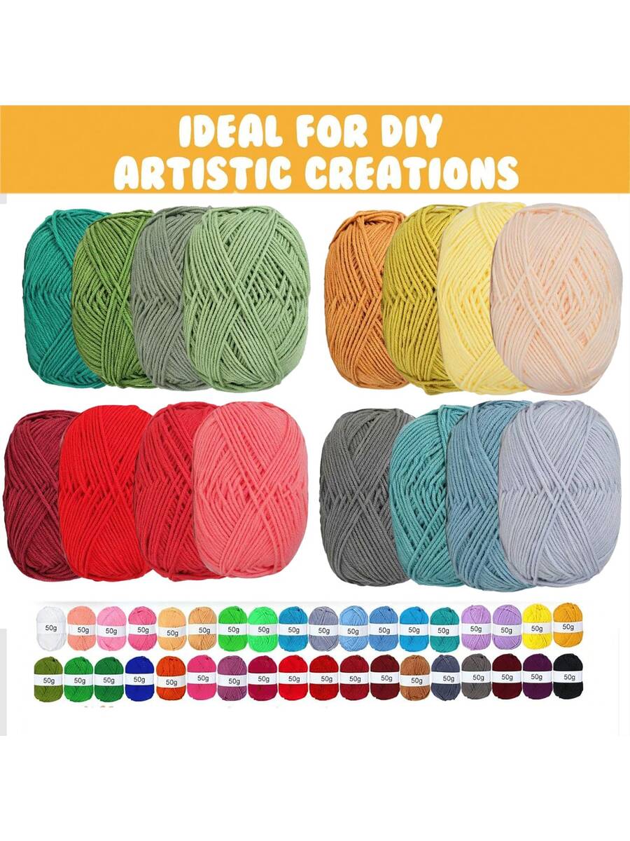EDCUEBE7 4pcs/Approx. 200g Yarn. Mixed Color Handmade Crochet Yarn Set, Soft And Comfortable Knitting Yarn, Multi-Purpose Suitable For Crochet Wallets, Clothes, Carpets And Other Projects, Suitable For DIY Valentine's Day Gifts, Making Wallets, Handbags And Other Sewing Supplies (Random Packaging) - 4 50G - View 1