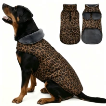 PETSIN Pet Warm Dog Coat, Waterproof Adjustable Thick Fleece Snow Suit With Fur Collar, Zipper Leash Hole For Small, Medium & Large Dogs - Brown - View 4