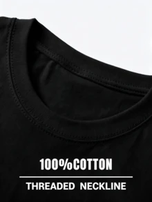 Minimalist. 100% Algodon. 1pac T-Shirt With Front And Back Design, Slogan In Spanish And Printed On Spanish Slogan. Short And Short Sleeve Shirt For - 黑色 - 查看 6