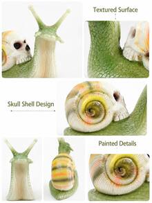 1pc Halloween Skull Snail Garden Ornament, Spooky Gothic Outdoor Yard Decor For Patio, Porch, Planter & Pathway - Multicolor - View 9