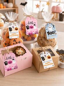 50/500pcs Halloween Gift Tags Spooky Pumpkin Ghost Designs For Bakery Gift Packaging - Multicolor - View 4