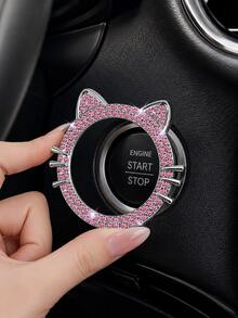 1pc Crystal Rhinestone Car Engine Start Stop Decorative Ring, Women's Shiny Car Accessory, Push Start Button, Key Ignition Starter And Knob Shiny Ring - A - View 12