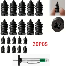 Kit de reparación rápida de neumáticos de vacío 20/40/80 piezas con tornillos espirales <Calibrador universal de profundidad de banda de rodadura de 25 mm de precisión>, para automóviles y motocicletas, clavos de pegamento de neumáticos autorreparables, clavos de hongo, herramienta de reparación rápida de neumáticos no destructiva - Plateado - Ver 16