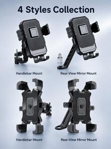 1 buah Dudukan Ponsel Sepeda Motor Universal, Kunci Sekali Klik/Penjepit Empat Sudut, Dudukan Ponsel Sepeda, Dapat Diputar 360° Anti Guncangan untuk Stang/Spion, Desain Pengisian Daya Terbuka, Braket GPS Bahan ABS, Cocok untuk Sepeda, Sepeda Listrik, Skuter, Smartphone 4.0-7.0 Inci, Hitam - A - View 10