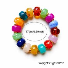1PC Summer Bohemian Women's Mixed Color ABS Plastic Round Beaded Bracelet 17cm Casual Daily Vacation Accessory - Multicolor - View 2