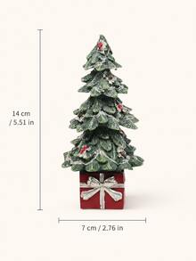 Mini Resin Christmas Tree Ornament, Vintage Christmas Desktop Decor, Hand-Painted Christmas Tree Figurine, Fireplace Mantel Bookshelf Fireplace Living Room Office Desktop Small Holiday Decoration, Holiday Home Decor Gift - 1PC - View 12