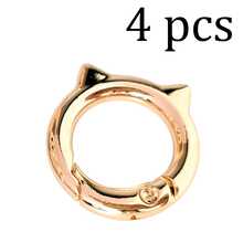 2/4/6 Pcs Cat Ear Spring Ring Keychain Metal Shaped Spring Clip, Convenient Keychain, Dog Clip, Openable Handbag Strap Connector, Outdoor Camping Hiking Accessories, Suitable For DIY Lanyard Dog Clip, Metal Shaped Keychain Bag Clip Hook Dog Chain Clip Metal Plum Heart Combination Keychain Spring Ring Bag Accessory Hook Clip Press Open Button - Multicolor - View 9