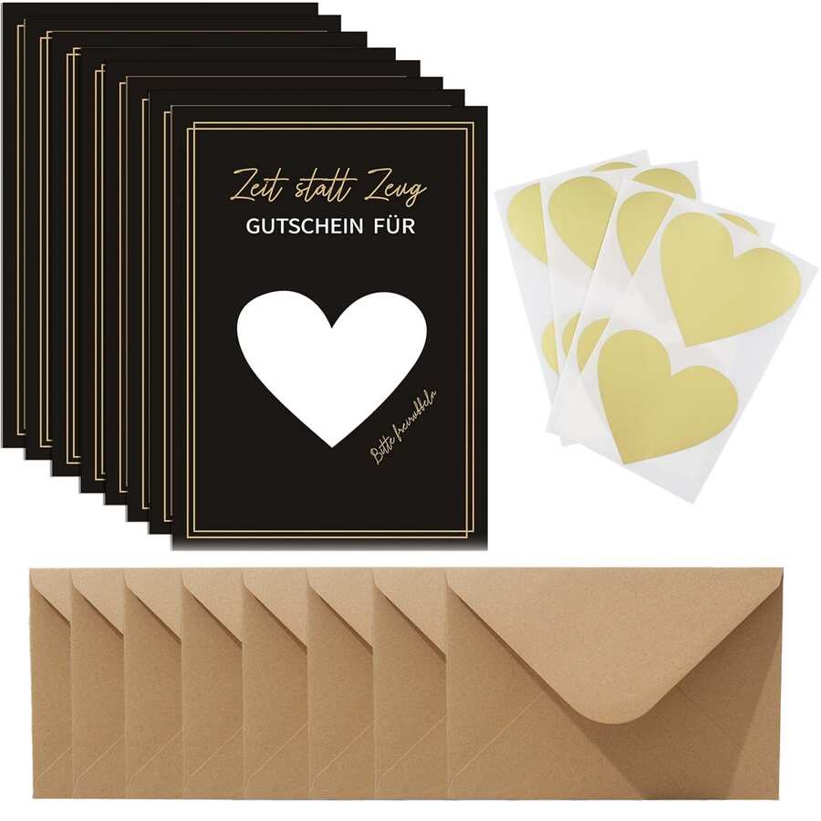 8 Juegos de Cupones Personalizables con Pegatinas Raspables y Sobres, Tarjetas Raspables DIY, Tiempo de Regalo, Cupones para Rellenar, Tarjetas de Tiempo de Regalo Raspables - Ver 1