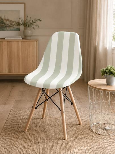 1/4/6pcs Striped Print Milk Silk Eames Chair Cover, High Elasticity Dust-Proof All-Season Universal Living Room Kitchen Home Decor Curved Shell Chair Cover