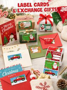 1000pcs Roll Christmas Gift Name Tags, Cute Santa, Gnome, Reindeer, Snowman, Gingerbread Man Patterns With To/From Fill-In Area, Suitable For Gift Bags, Cards, Holiday Packaging - Multicolor - View 2