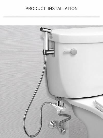 Stainless Steel Handheld Bidet Sprayer With Flexible Metal Hose, Suitable For Bathroom Cleaning, Toilet Flushing, Floor Cleaning And Pet Bathing
