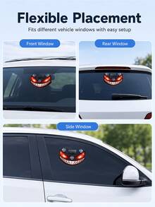 Luz LED de Ojo de Diablo para Ventana de Coche Alimentada por Energía Solar, Nuevo Ojo de Coche LED Dinámico 2026, Luz de Atmósfera Dinámica para Parabrisas de Ojo de Diablo, Con Sensor de Vibración y Luz, Recargable por USB-C, 5 Modos, Instalación con Ventosa - condujo - Ver 8