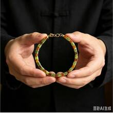 1PC Natural Stone Green And Brown Block Alternating Regular And Beautiful To The Eye Brightens Daily Outfits Suitable For Business And Other Occasions - Multicolor - View 3