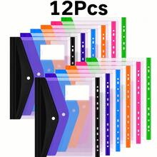 6/12pcs Plastic Envelope Loose-Leaf Binder 11-Hole Expandable Binder Folder, Suitable For 2/3/4-Ring Universal Document Bag, With Snap Button And Label Transparent Loose-Leaf, Suitable For School Home Office (Vertical Opening) - Front Opening - View 9