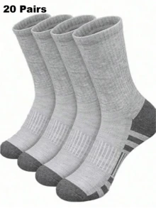 1/5/10/20 Pairs Men's Mid-Calf Socks, Moisture-Wicking, Breathable, Fashionable, Comfortable, Soft, Business & Sports - Multicolor - View 14
