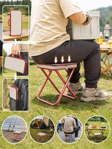 Silla y Taburete Plegable Portátil para Exteriores, Taburete de Pesca Tamaño Grande Rojo con Armazón de Acero Reforzado, ligero y fácil de transportar,Ideal para Camping, Viajes, Vacaciones y Ocio, Diseño Compacto Plegable Ligero con Tela Oxford Resistente - Rojo - Ver 6
