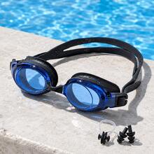 Unisex High-Definition Wide-View Swimming Goggles, Soft Silicone Eye Seal, Adjustable Split Strap, Nose Clip And Earplugs Included, Multiple Colors Available, Swimming Training Gear - Black and White - View 6