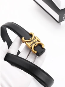 Elegant Daily Commute Women's Belt, Vintage Distressed Style Letter Alloy Buckle, Office Multi-Functional Casual Belt Accessory For Dresses, Jeans, Suits - Multicolor - View 1