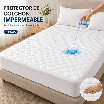 Protetor de Colchão Impermeável 1 Peça, Capa de Colchão Acolchoada Tipo Lençol Ajustável com Elástico 360°, Suave, Respirável e Silenciosa, Lavável à Máquina, Ideal para Quartos, Quartos de Hóspedes, Residências, Apartamentos e Hotéis, 90/105/135/150/180*200 cm