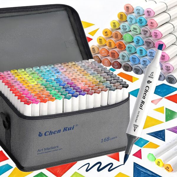168/120/80/60/48 Colors Dual-Tip Brush Alcohol Marker Set For Artists, With Carrying Case, Suitable For Coloring, Painting, Sketching, Card Making And Illustration, Perfect For Adults Back To School Season