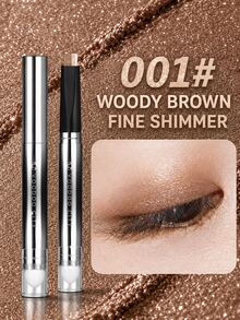 voodoo city Stik Eyeshadow Glitter 2-in-1, Pensil Eyeshadow Krim Dua Ujung dengan Ujung Blending Terintegrasi, Kilauan Tahan Lama, Cocok untuk Riasan Sehari-hari yang Menawan, Kencan, Pesta, dan Perjalanan - 01# Cokelat Kayu dengan Kilau Halus - View 2