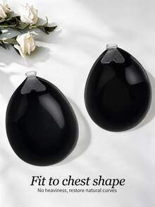 1pc Women's Solid Color Silicone Adhesive Breast Petals, Mango-Shaped Strapless Push-Up Bra, Suitable For Formal Dresses And Date Wear - Black - View 3