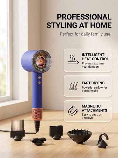 Dyson Supersonic Nural Hair Dryer Vinca Blue/Topaz 1 Count – Hair Dryer, Fast Drying, For Professional Stylists, Vinca Blue, Suitable For Daily Styling