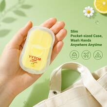 YYTCM Sabun Lembaran Lemon Segar Portabel 50 lembar dengan Kotak Penyimpanan Tutup Flip-Top, Kertas Sabun Tangan Sekali Pakai untuk Perjalanan Luar Ruangan, Pelajar, Berbusa Lembut dan Mudah Dibilas - Lemon - View 4