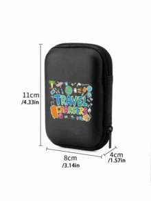 Bolsa Organizadora Digital Portátil de Casca Rígida de EVA Durável com Padrão de Letras "Carregadores de Viagem", Bolsa de Armazenamento de Produtos Eletrônicos, Mini Bolsa de Maquiagem, Organizador de Batom, Para Armazenar Acessórios Eletrônicos, Fones de Ouvido, Carregadores, Moedas, Produtos de Cuidados com a Pele de Tamanho de Viagem, Adequado para Férias, Dormitório, Escritório, Viagem, Presente de Aniversário Perfeito, Presente de Volta às Aulas, Presente de Abertura de Escola, Presente do Dia do Professor - Multicolorido - Visão 11