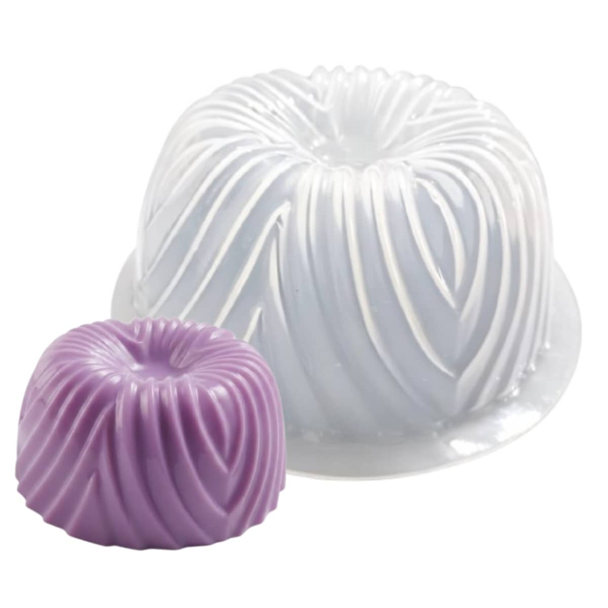 Molde individual para gelatina en forma circular rayado (ovalos) 200 ml. Hechos de Polietileno, Reutilizables, Fáciles de Usar y Desmoldar.