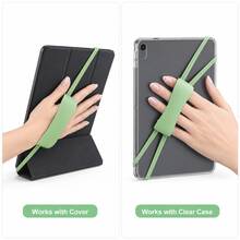 1pc/2pcs Silicone Tablet Hand Strap, Elastic Anti-Slip Tablet Grip Holder, Cross-Fixed Hand Support Strap, Portable Tablet Stand Accessory For One-Hand Holding, Bed Reading, Watching Videos, Study And Video Calls - Multicolor - View 4