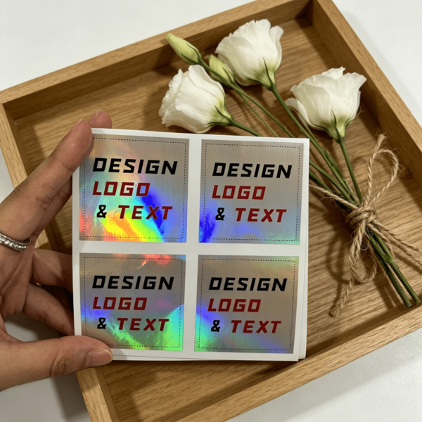 Custom Holographic Square Stickers LOGO/Design Sticker Labels Exclusive Personalized Holographic Silver Laser Stickers