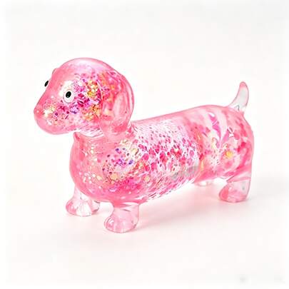 1pc Glitter Maltose Sausage Dog, Slow Rebound Soft & Elastic Squeezable Puppy Plush Doll, Soft & Elastic Stress Relief Gadget, Shiny Calming Sensory Prop, Suitable For Office, Home And Daily Relaxation