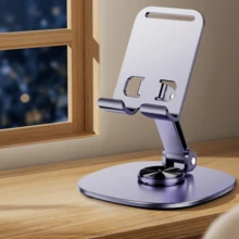 Aluminum Alloy Phone Stand - 2-Level Adjustable Folding Design, Suitable For Waterproof 360° Rotating Desktop Stand, Can Be Used For Office Desk And Bedside - Multicolor - View 12