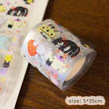 35cm/Loop Kawaii Cat Kingdom Fantasy Fairy Tale Watercolor Die-Cut Sticker For DIY Journal Scrapbooking Planners Gift Photo Card Supply - Black - View 9