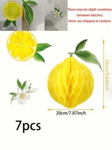 1/2/3/4件檸檬蜂巢球裝飾，懸掛裝飾，紙製檸檬花環裝飾，適用於熱帶夏威夷叢林派對、禮物、桌面中心裝飾、戶外野餐、露營、水果主題派對、嬰兒洗禮、性別揭曉派對 - 多色 - 查看 16
