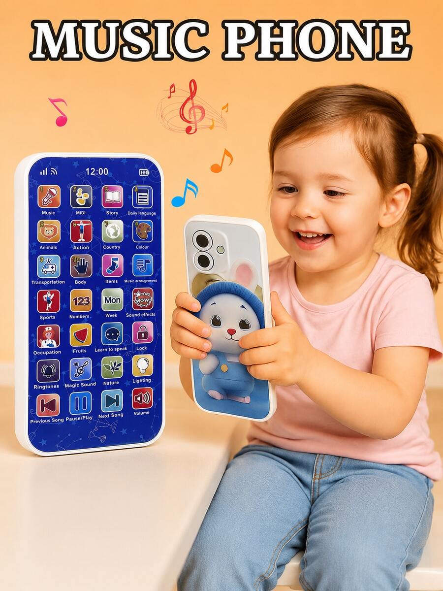 Multi-Functional Educational Learning Phone, Early Learning Music Simulation Telephone, Toys For Boys And Girls, Holiday Gift - Rabbit-shaped Phone - View 1