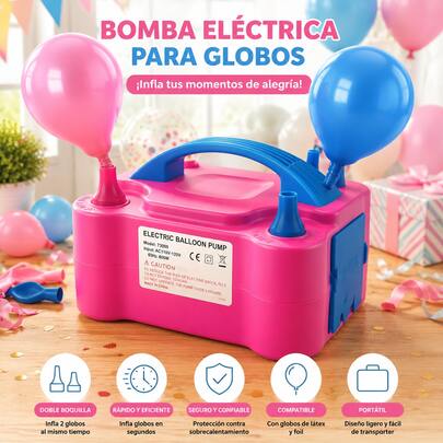 DMA Bomba de Globos de Aire Eléctrica, Bomba Inflar Globos Portátil, Inflador de Globos de Doble Boquilla, Soplador de Globo para Decoración, Fiestas, Bodas, Cumpleaños