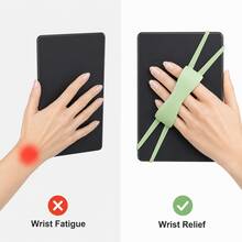 1pc/2pcs Silicone Tablet Hand Strap, Elastic Anti-Slip Tablet Grip Holder, Cross-Fixed Hand Support Strap, Portable Tablet Stand Accessory For One-Hand Holding, Bed Reading, Watching Videos, Study And Video Calls - Multicolor - View 3