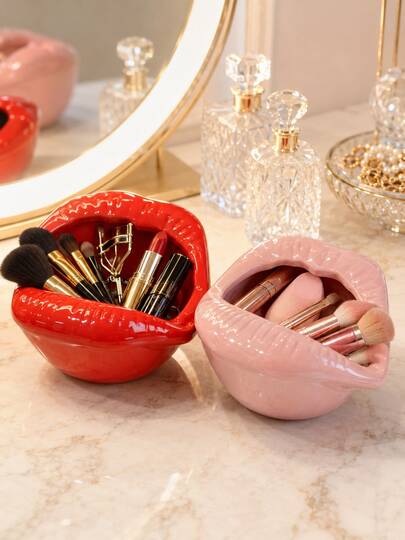 Lippen-Make-up-Pinselhalter, kreative Kosmetik-Aufbewahrungsbox und Schminktisch-Aufbewahrungsschale, kann Lippenstift, Mascara, Puder, Schmuck und Beauty-Tools aufbewahren; ästhetische Schlafzimmer-Dekoration, perfektes Geburtstagsgeschenk für Make-up-Liebhaber