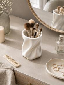 1 pieza Taza de almacenamiento multifuncional artística y de lujo con diseño retorcido, soporte creativo de escritorio para bolígrafos, estante de almacenamiento para brochas de maquillaje, estante de almacenamiento para cepillos de dientes y artículos de baño, adecuado para tocador, dormitorio, escritorio y baño, cumpleaños, regreso a la escuela, regalo, verano, almacenamiento del hogar - Multicolor - Ver 4